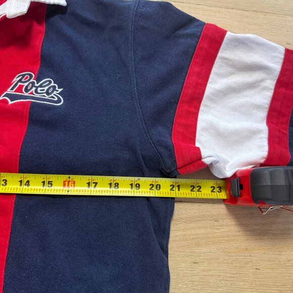 Vintage Polo Sport Rugby Shirt Mens Small Red White Blue - Picture 4 of 6